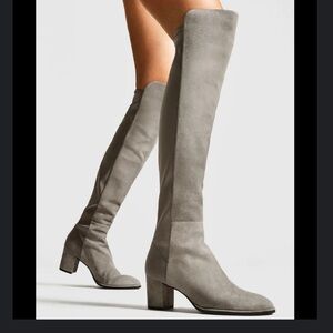 Stuart Weitzman grey suede boots.